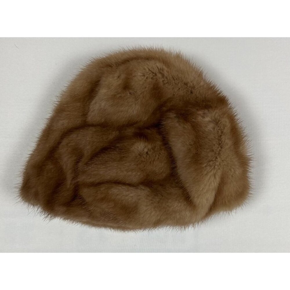 Landy Fur Co. Vintage Women Tan Genuine Mink Fur Winter Hat Made in USA 10